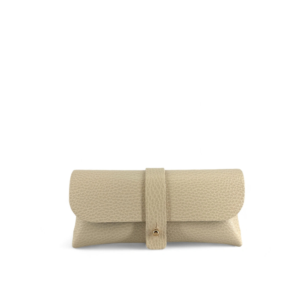 Etui à lunettes en cuir grainé LUMOS Beige crème
