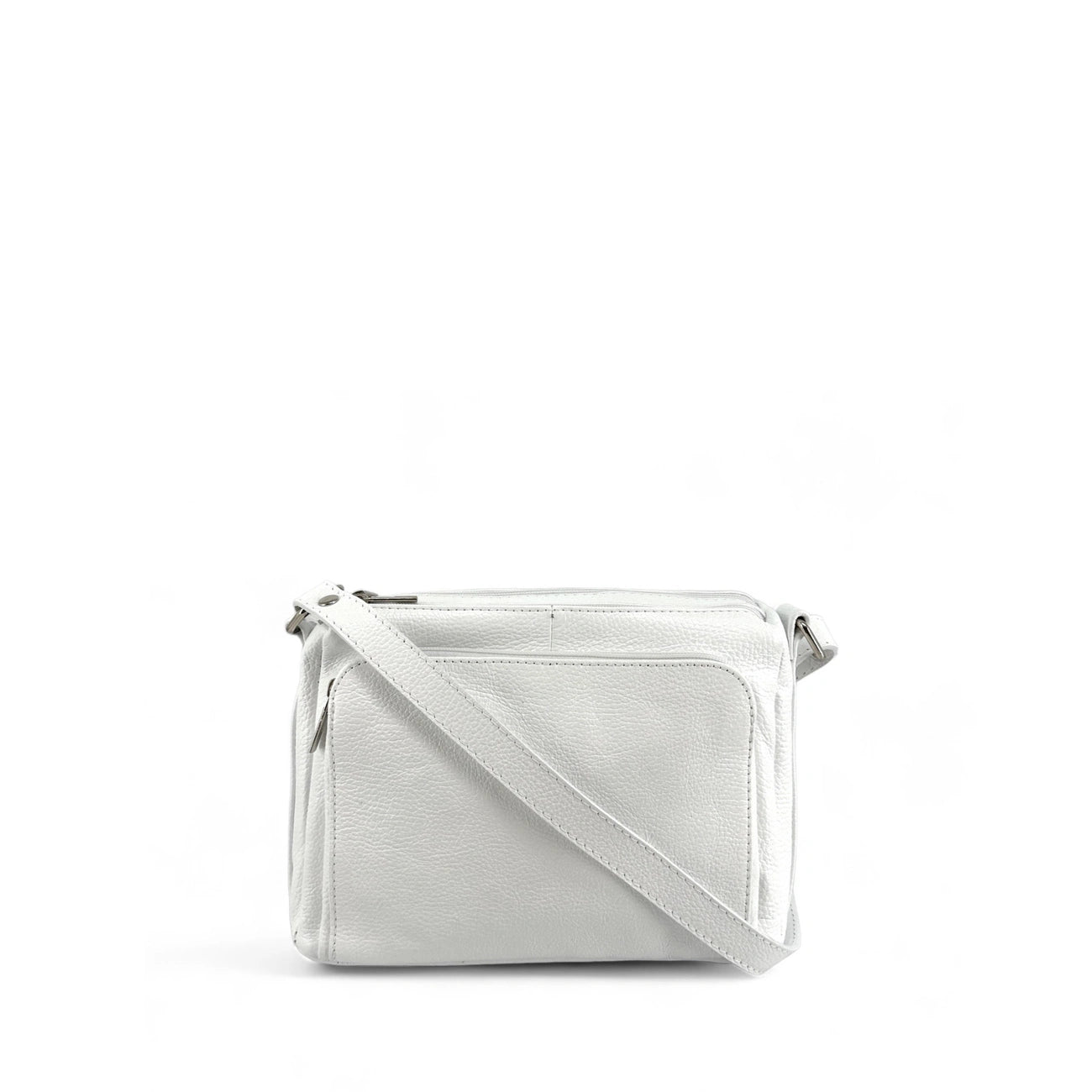 Sac trotteur à bandoulière en cuir grainé MANHATTAN Blanc