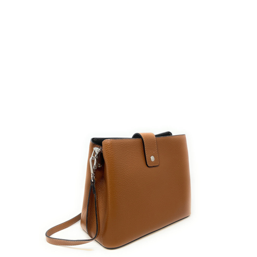 Sac trapèze en cuir grainé MARTENS Camel foncé