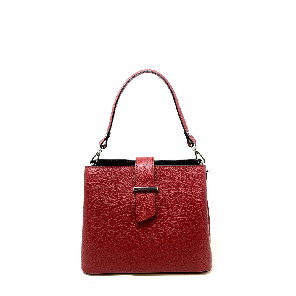 Sac trapèze en cuir grainé MARTENS Rouge foncé