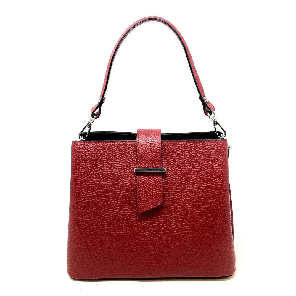 Sac trapèze en cuir grainé MARTENS Rouge foncé