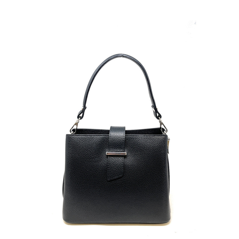 Sac trapèze en cuir grainé MARTENS Noir