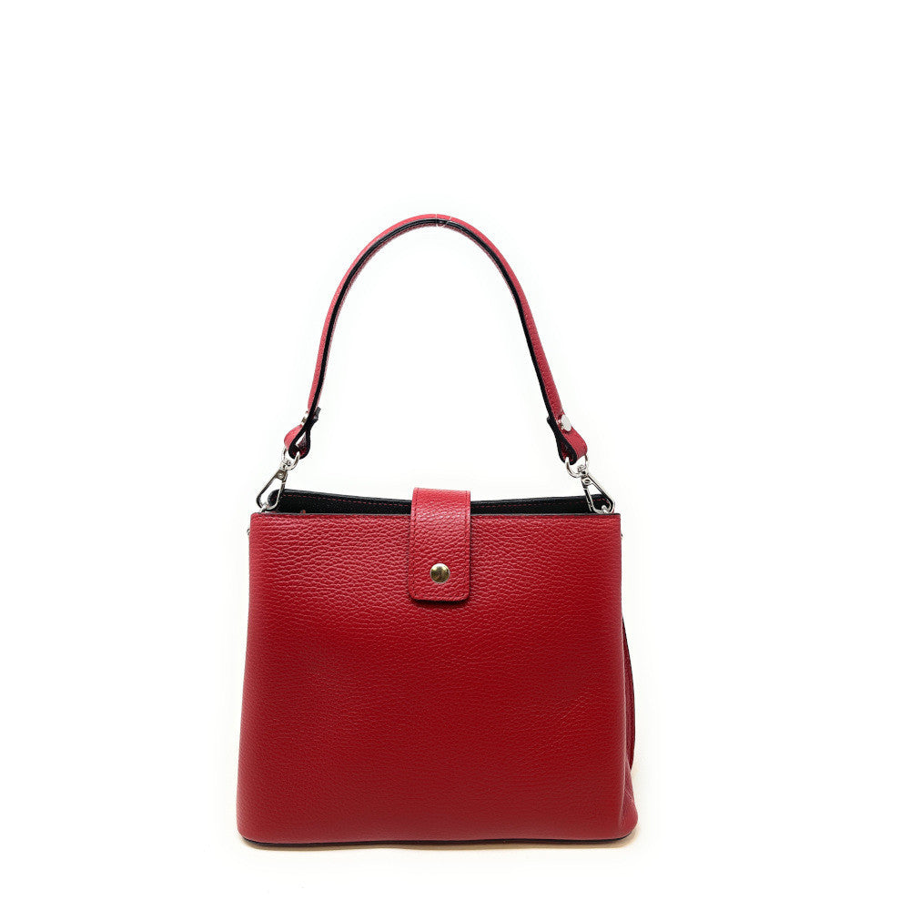 Sac trapèze en cuir grainé MARTENS Rouge foncé