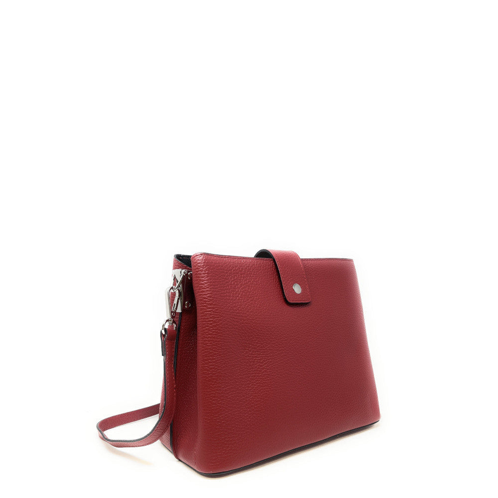 Sac trapèze en cuir grainé MARTENS Rouge foncé