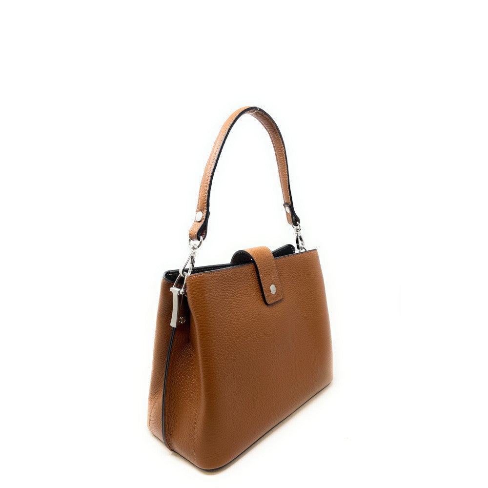 Sac trapèze en cuir grainé MARTENS Camel foncé