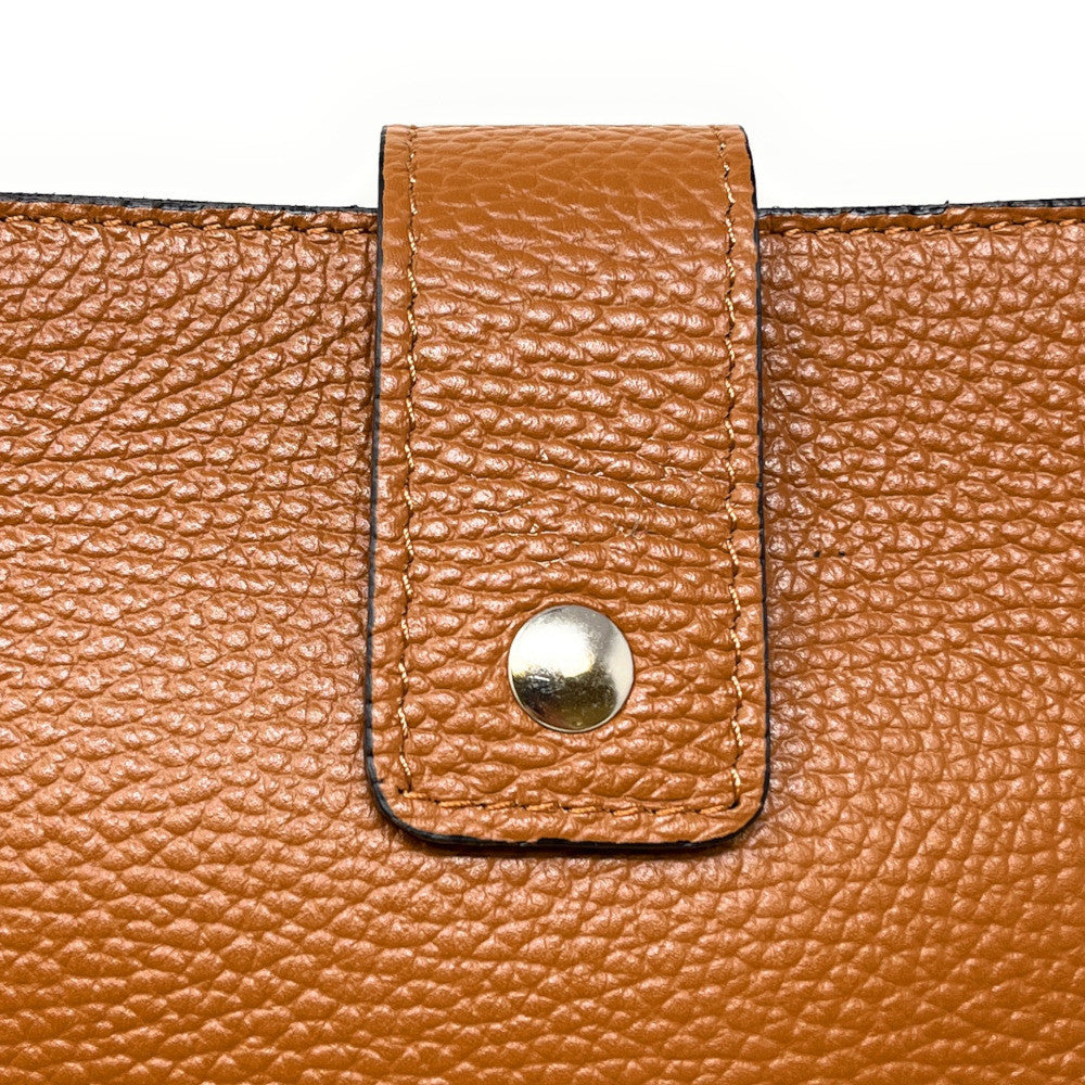 Sac trapèze en cuir grainé MARTENS Camel foncé