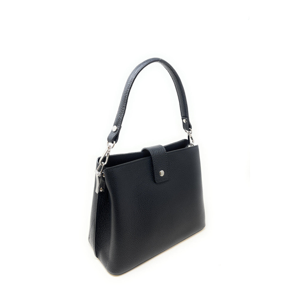 Sac trapèze en cuir grainé MARTENS Noir