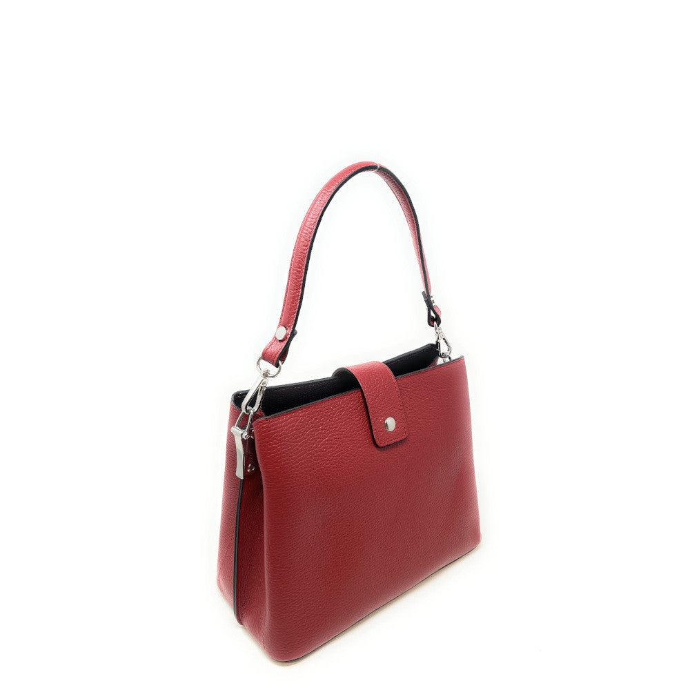Sac trapèze en cuir grainé MARTENS Rouge foncé