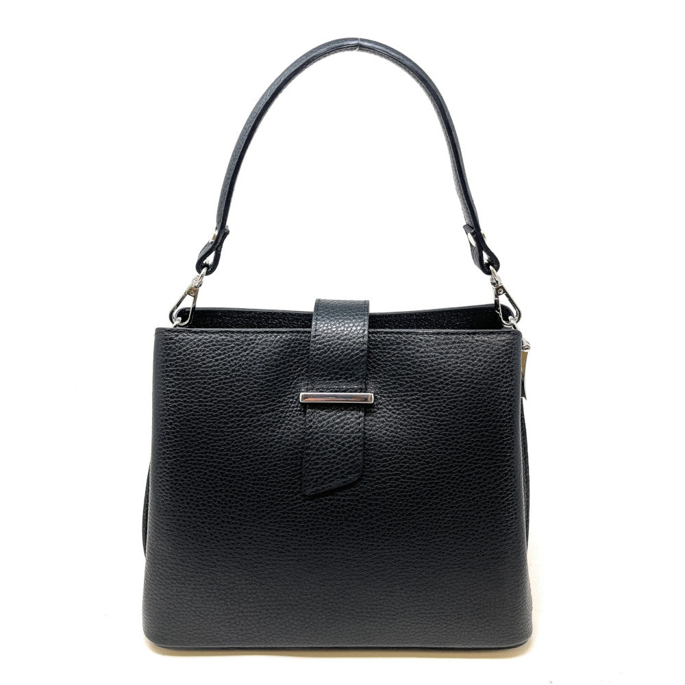 Sac trapèze en cuir grainé MARTENS Noir
