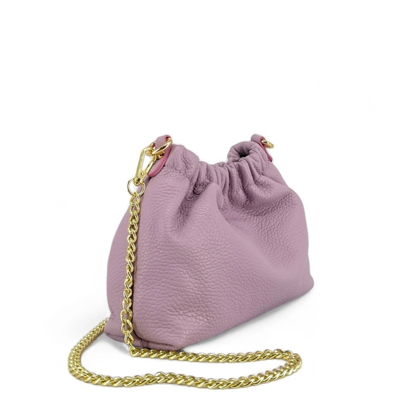 Pouch-Tasche aus genarbtem Leder LA POUCHINETTE Mauve