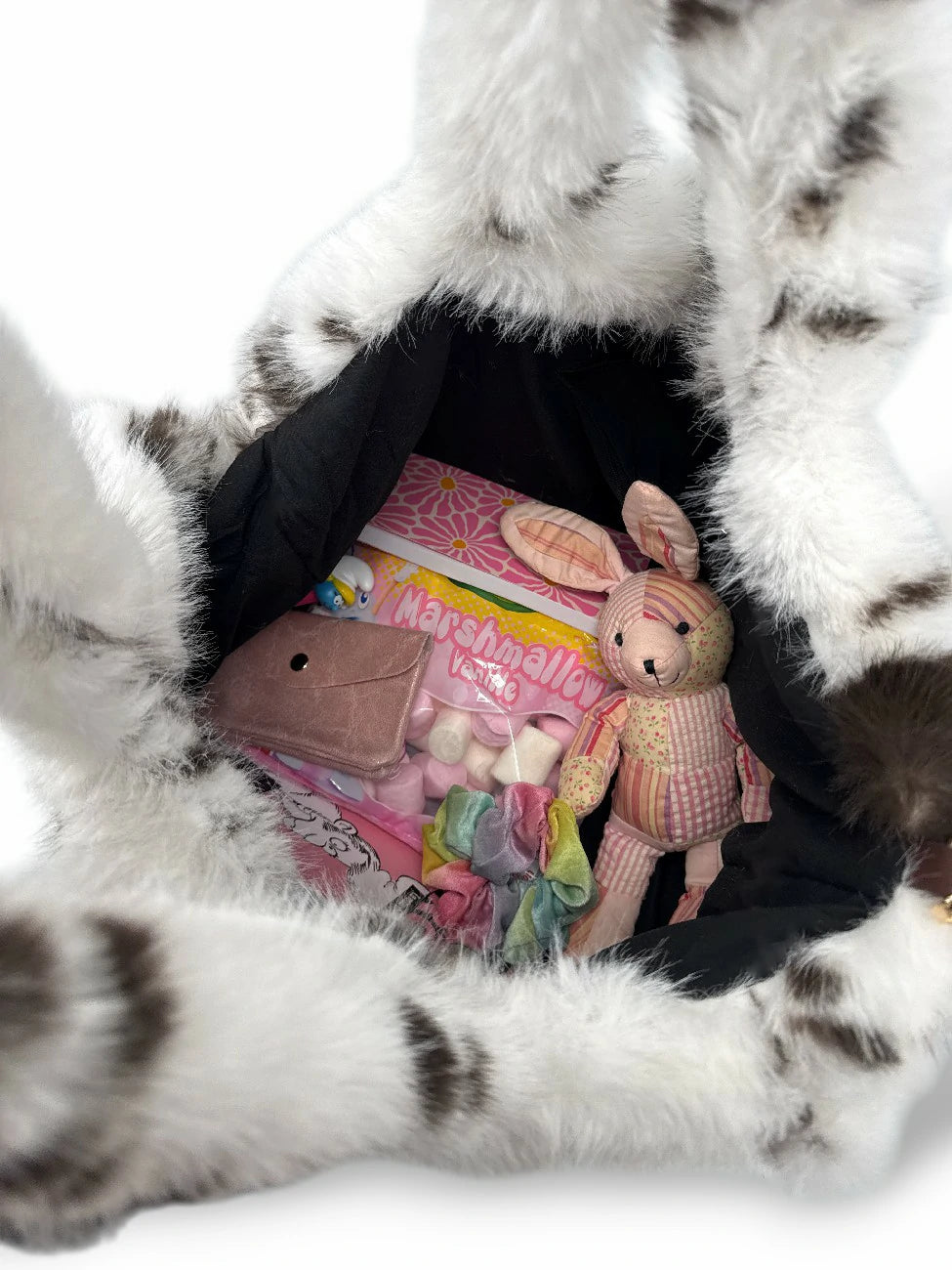Borsa shopper in pelliccia sintetica PJ PARTY Mucca marrone