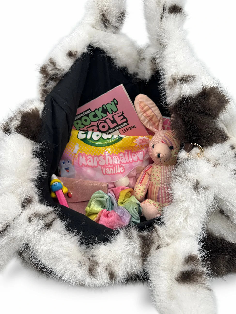 Borsa shopper in pelliccia sintetica PJ PARTY Mucca marrone