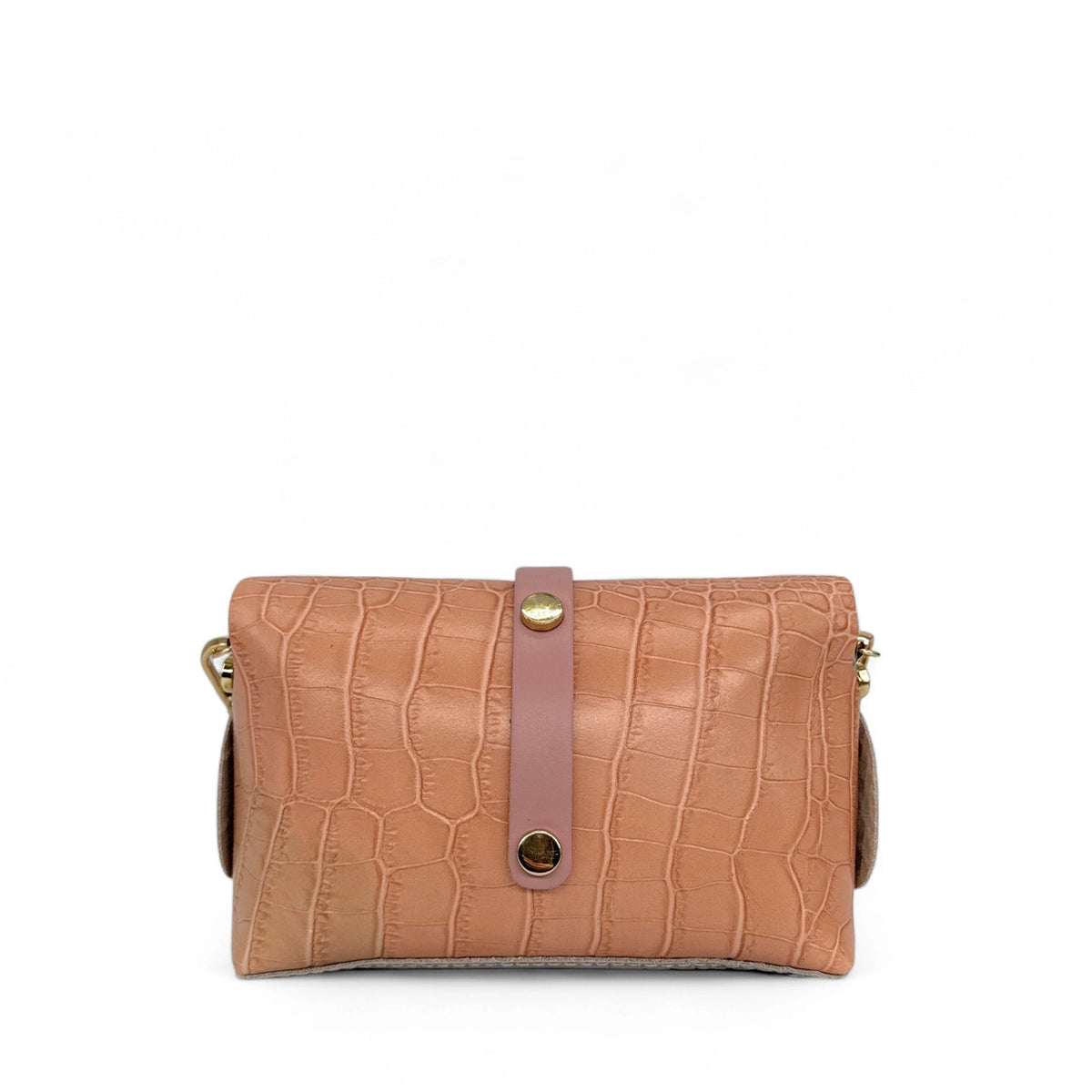 Mini borsa a mano in pelle con motivo effetto coccodrillo CANDY CRUSH Rosa nude