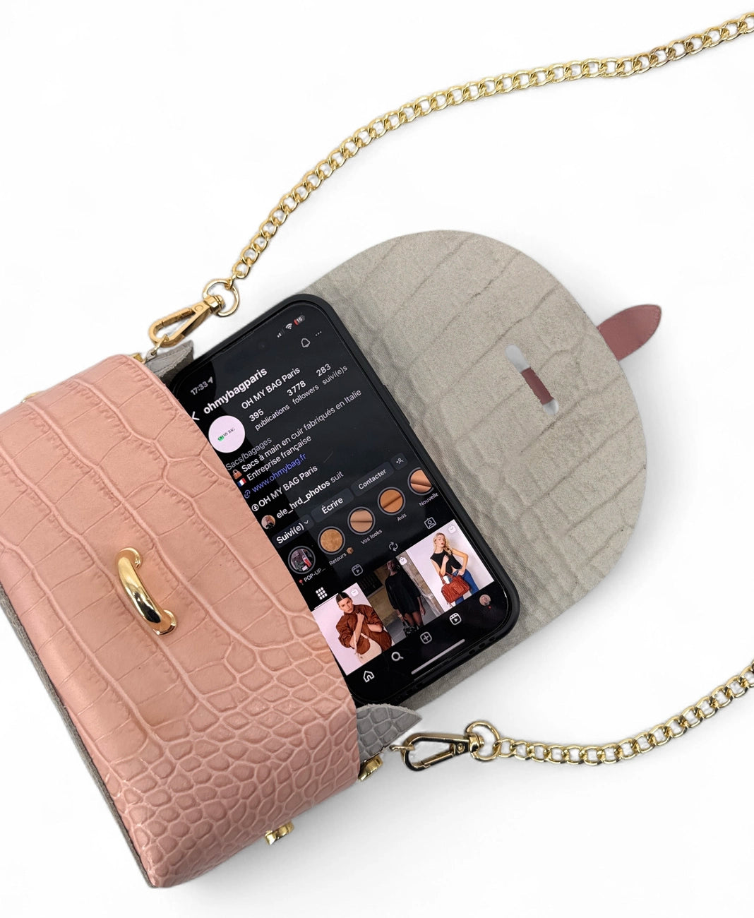 Mini borsa a mano in pelle con motivo effetto coccodrillo CANDY CRUSH Rosa nude