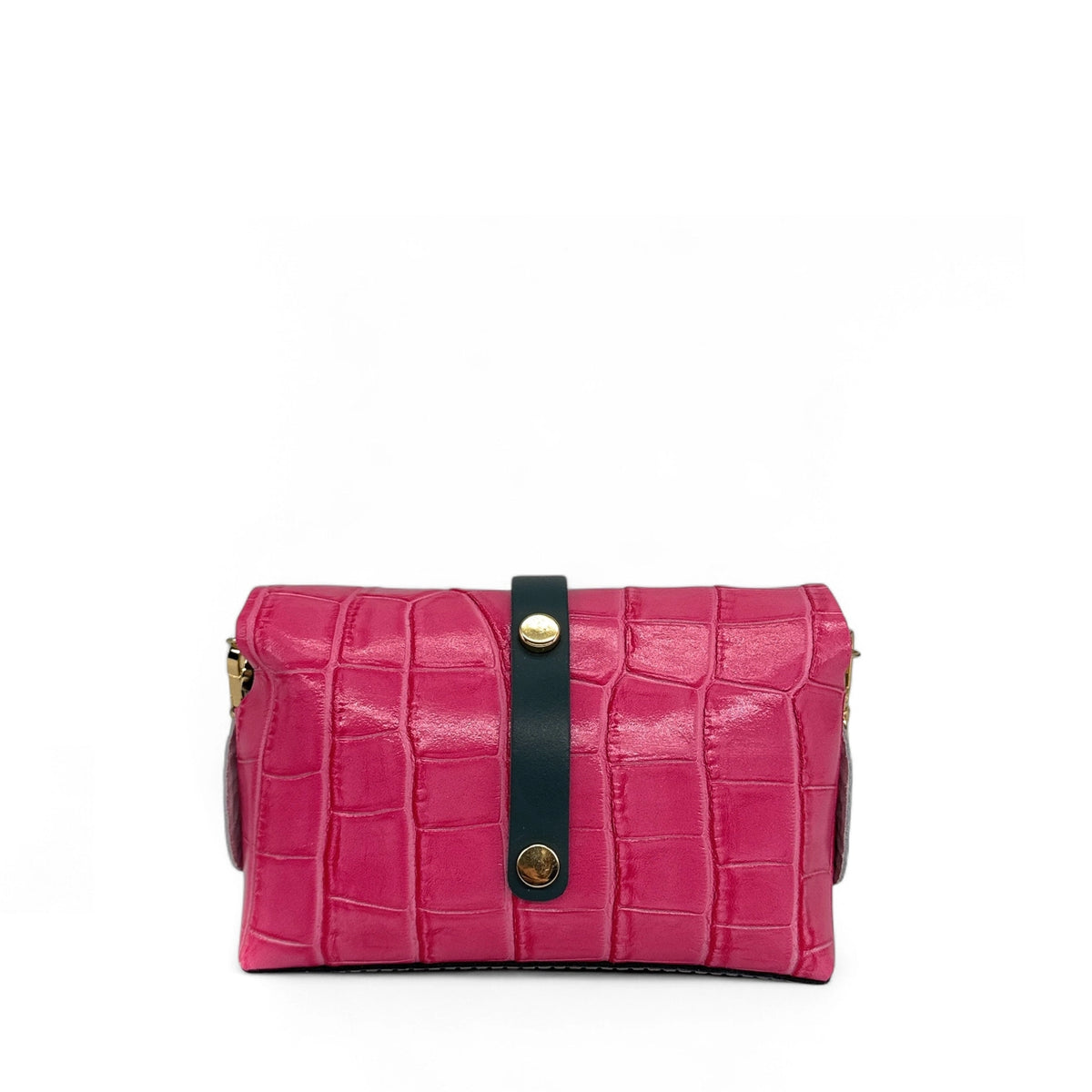 Mini-Handtasche aus Leder mit geprägter Kroko-Optik CANDY CRUSH Fuchsia und Englischgrün