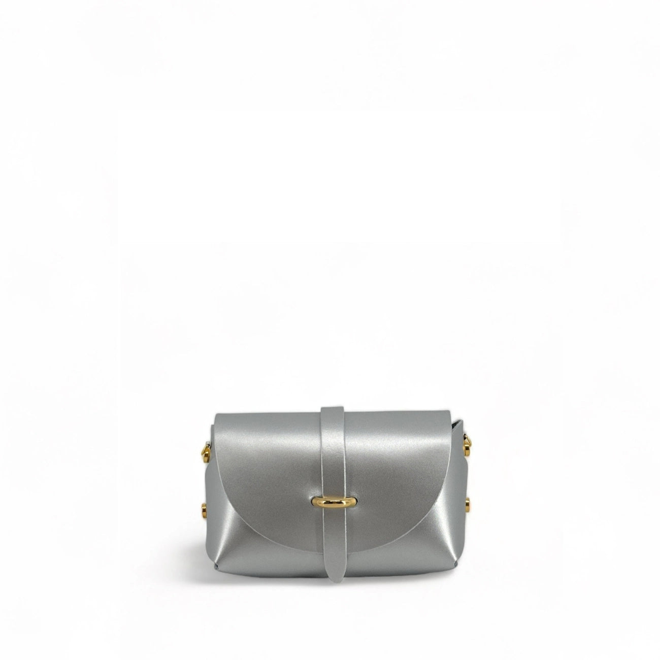 Mini-Handtasche aus Glattleder CANDY Mittelsilber