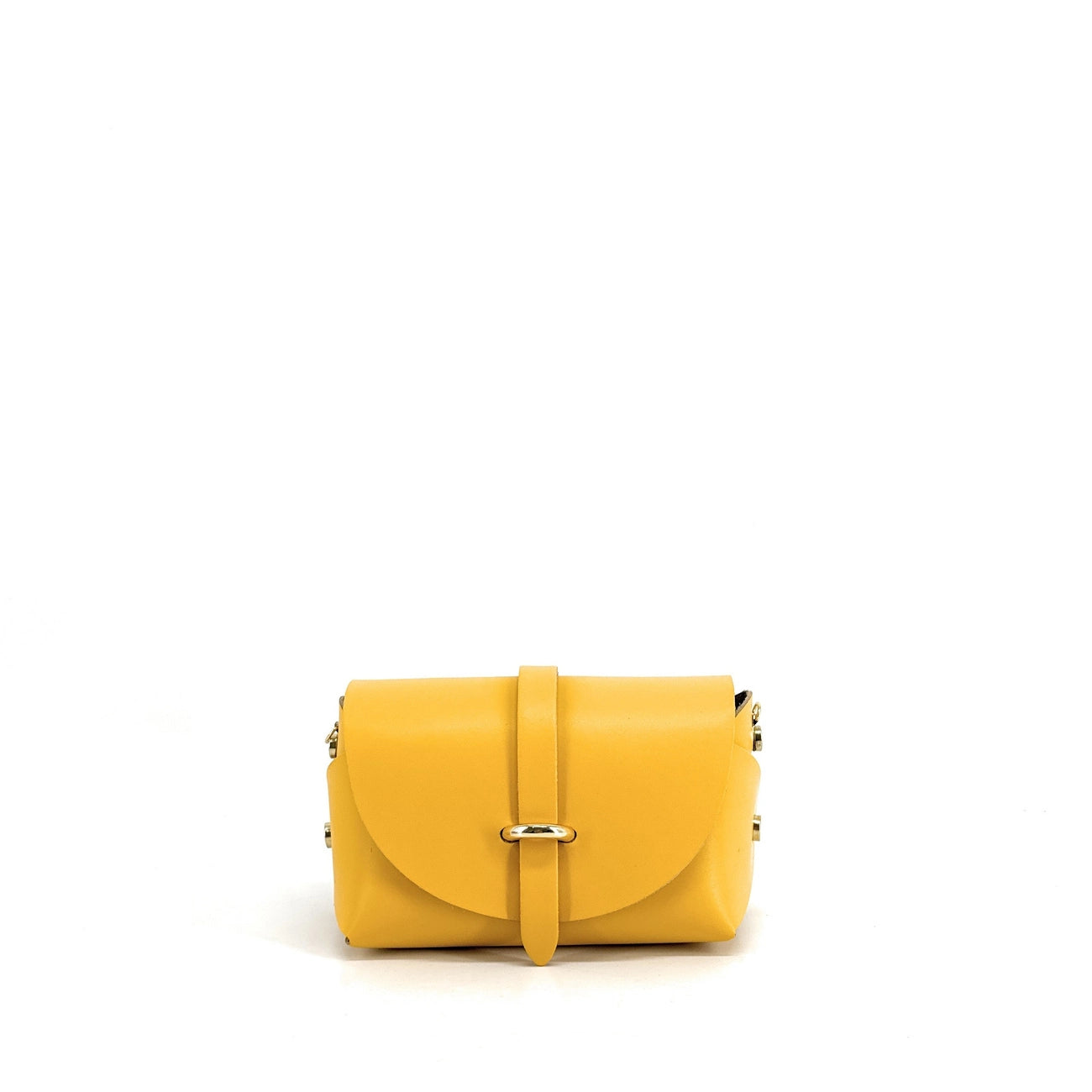 Mini bolso en piel lisa CANDY Amarillo botón de oro