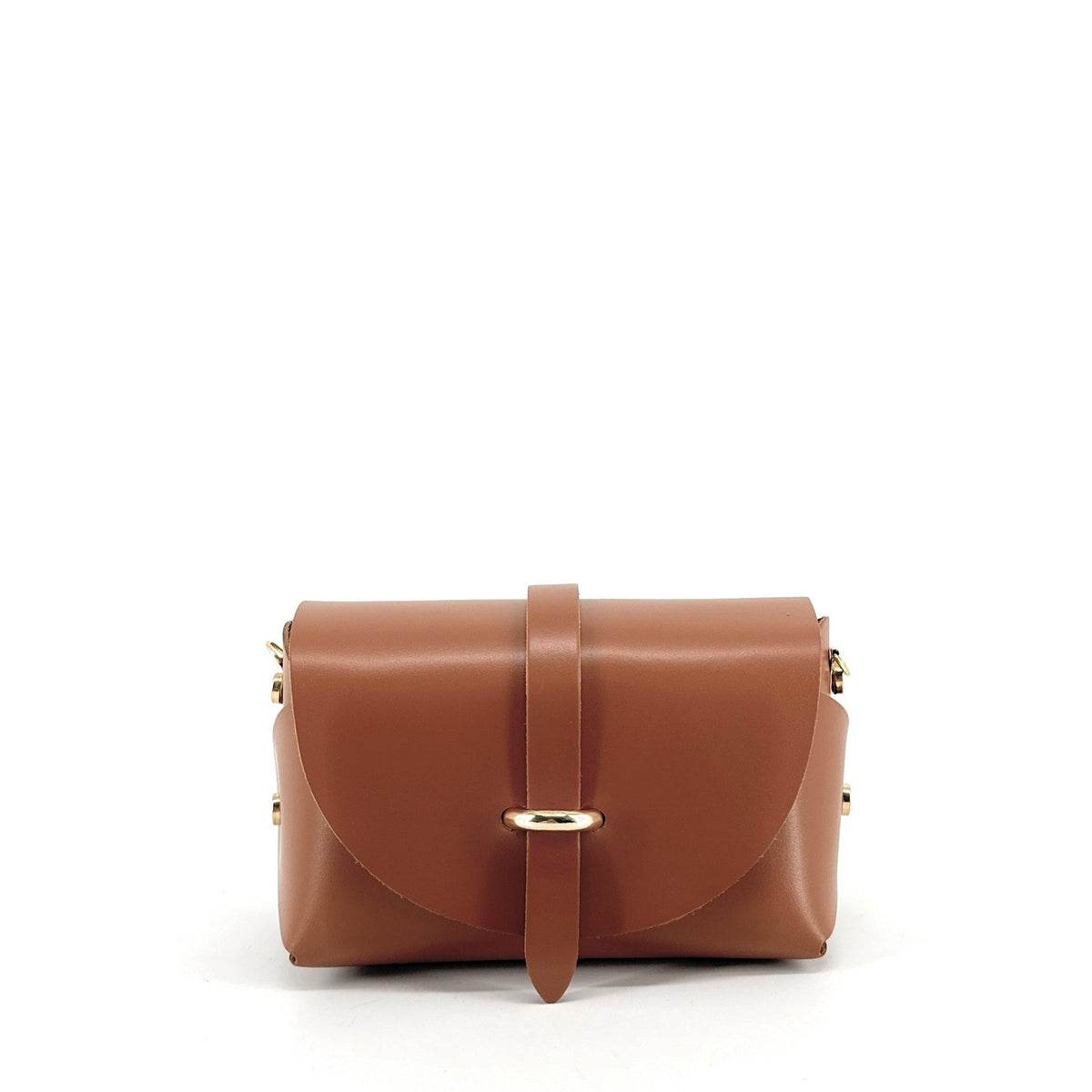 Mini borsa a mano in pelle liscia CANDY Marrone cammello scuro