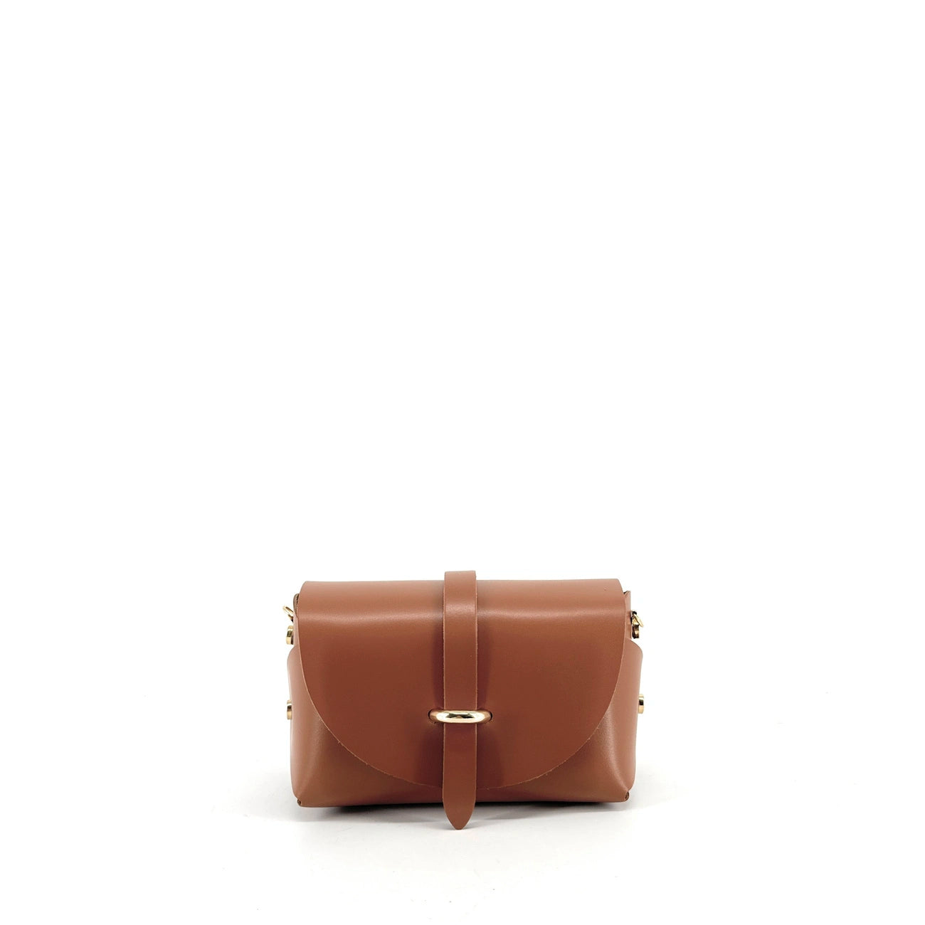 Mini bolso en piel lisa CANDY Camel oscuro