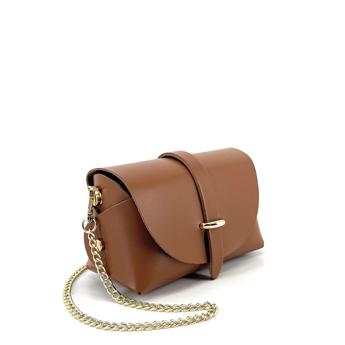 Mini borsa a mano in pelle liscia CANDY Marrone cammello scuro