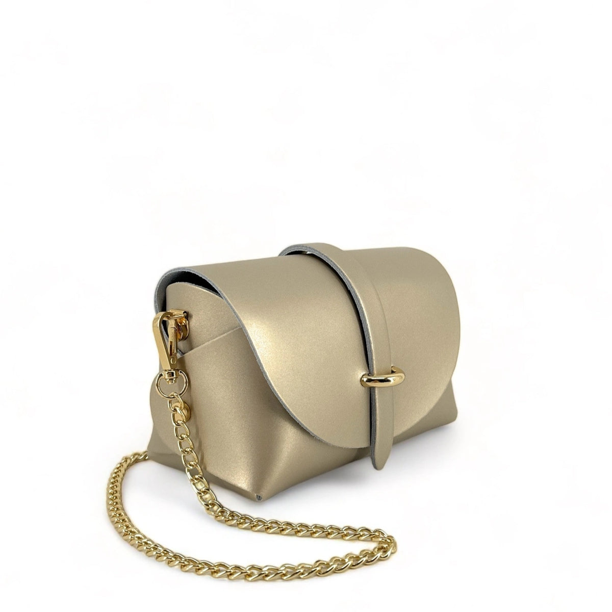 Mini borsa a mano in pelle liscia CANDY oro pallido