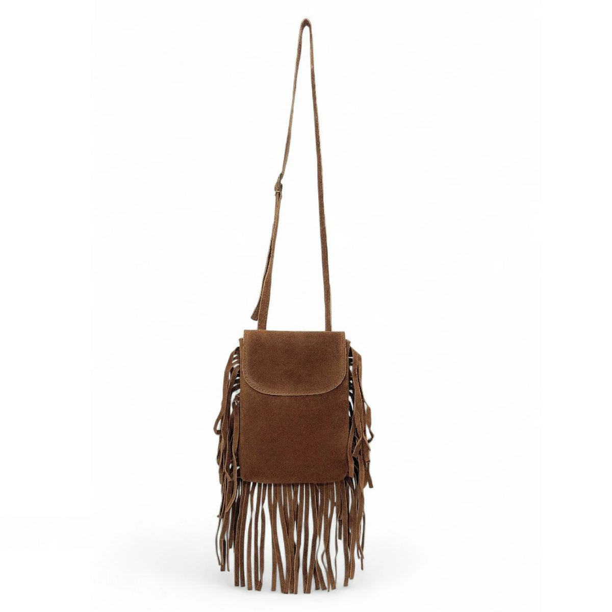 Kuriertasche aus Spaltleder ODINA Dunkelcamel