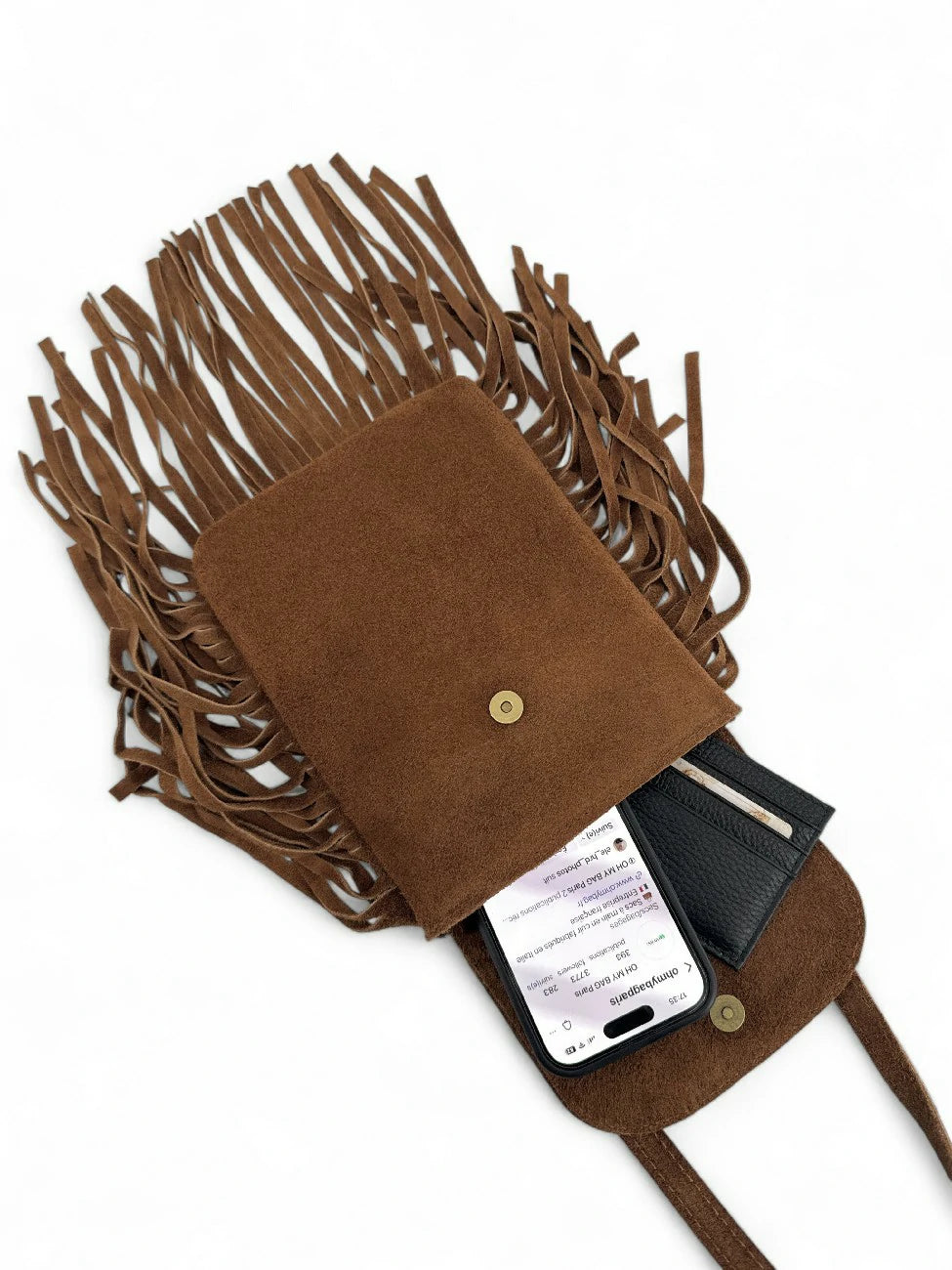 Kuriertasche aus Spaltleder ODINA Dunkelcamel