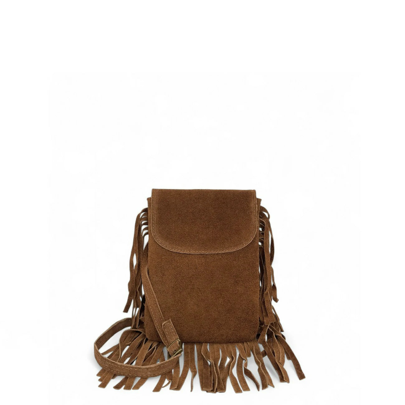 Sac besace en croûte de cuir ODINA Camel foncé