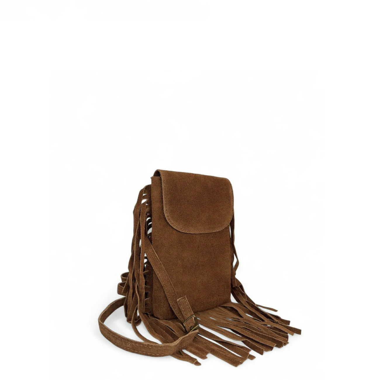 Sac besace en croûte de cuir ODINA Camel foncé