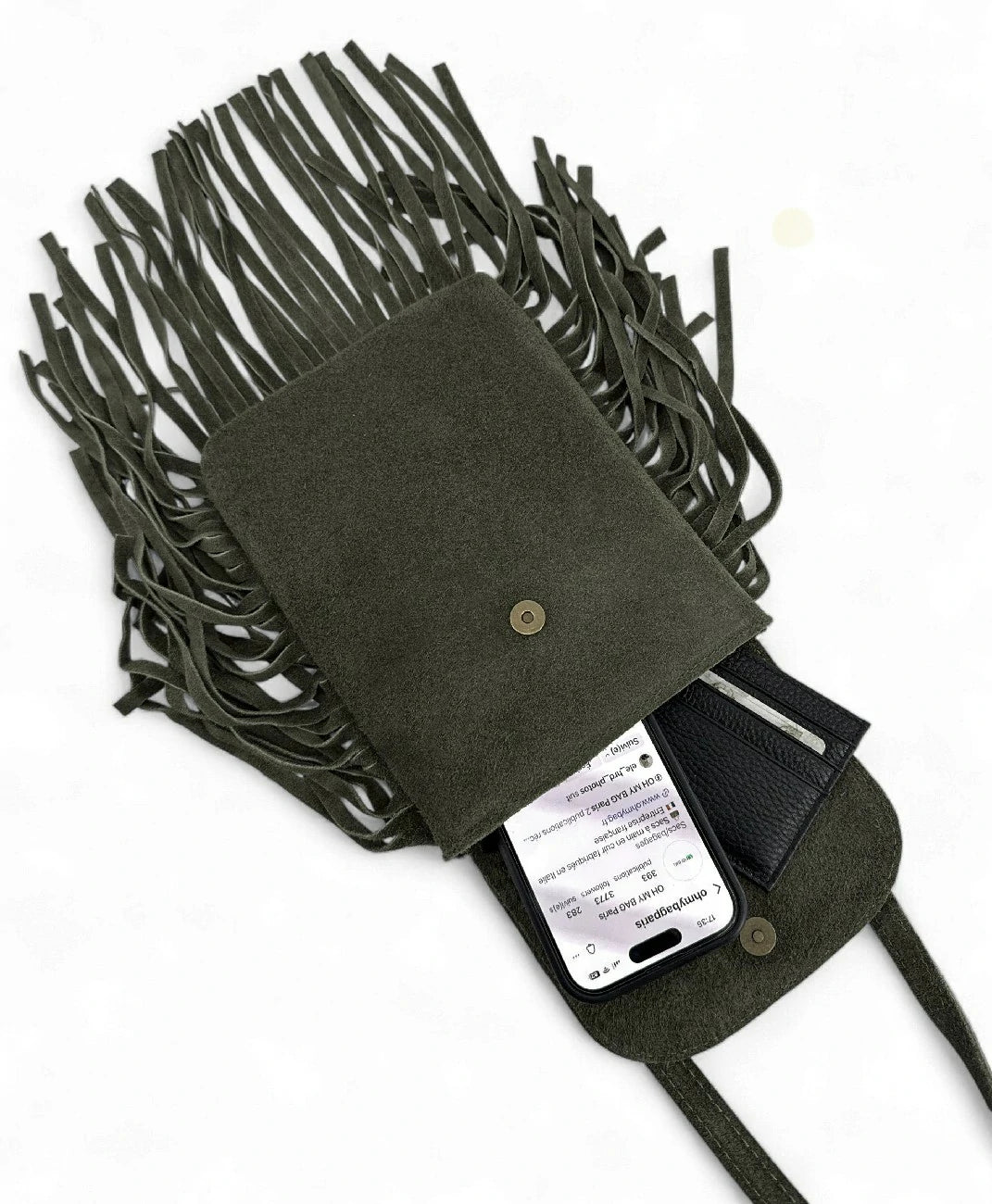 Bandolera de piel de ante ODINA Caqui