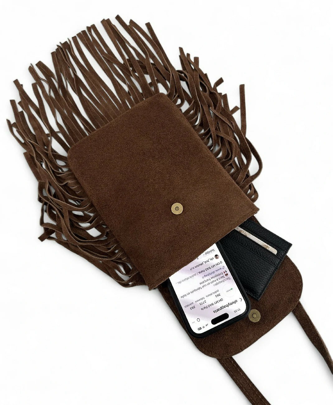 Sac besace en croûte de cuir ODINA Marron Cannelle