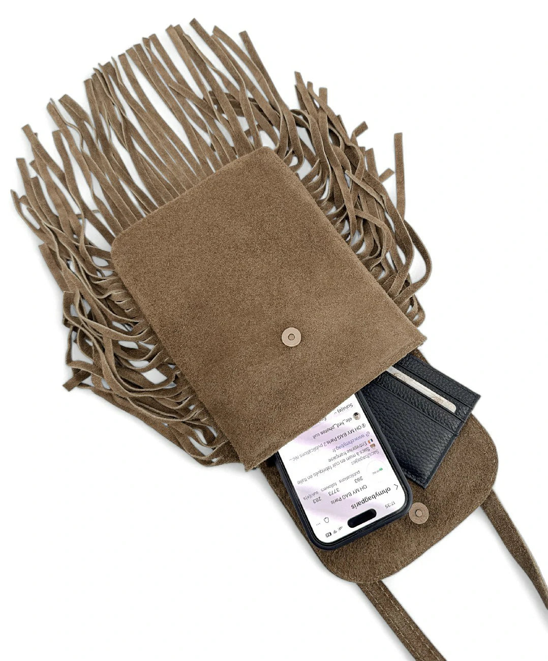 Borsa a tracolla in crosta di pelle ODINA Tortora
