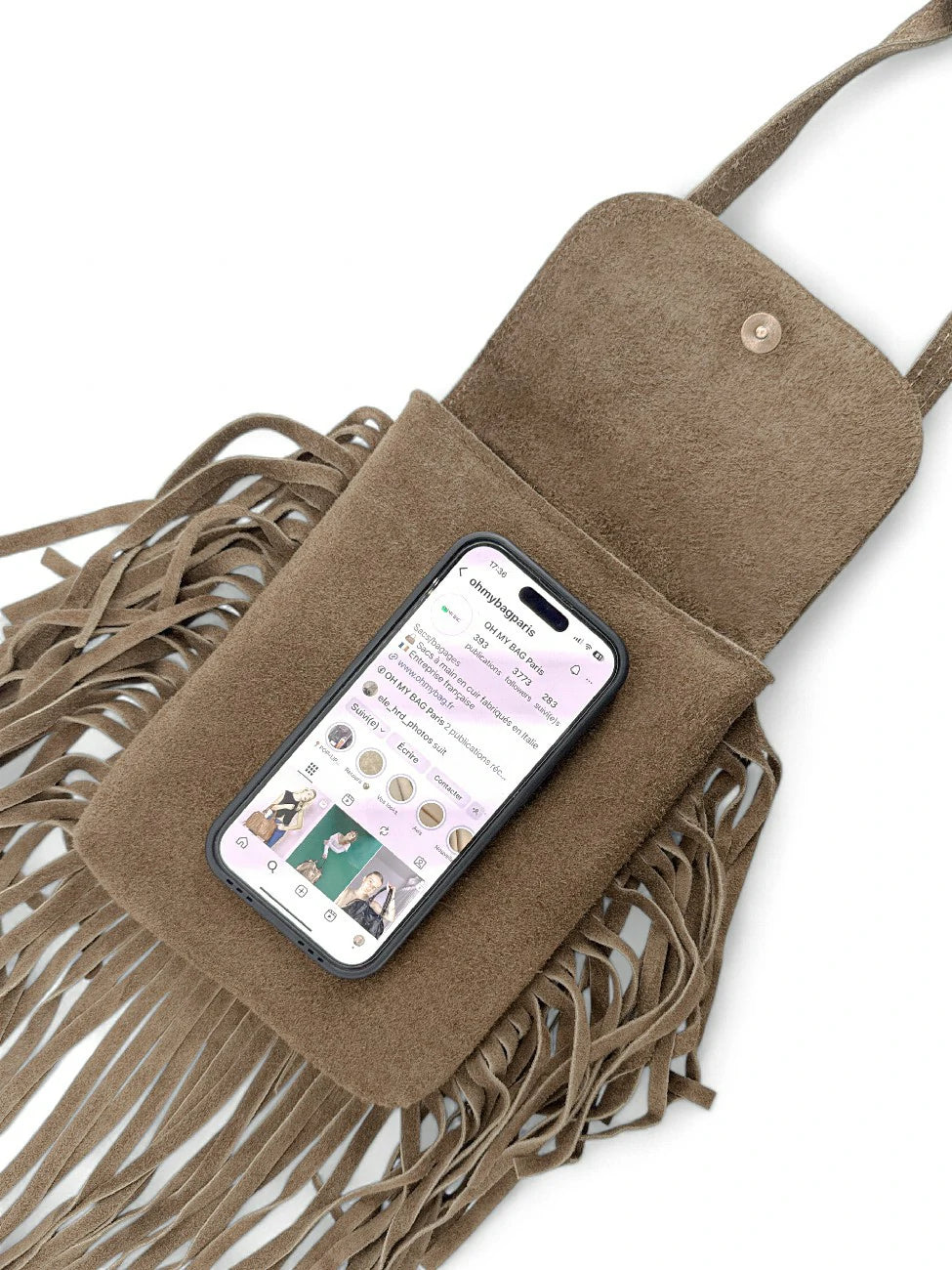 Borsa a tracolla in crosta di pelle ODINA Tortora