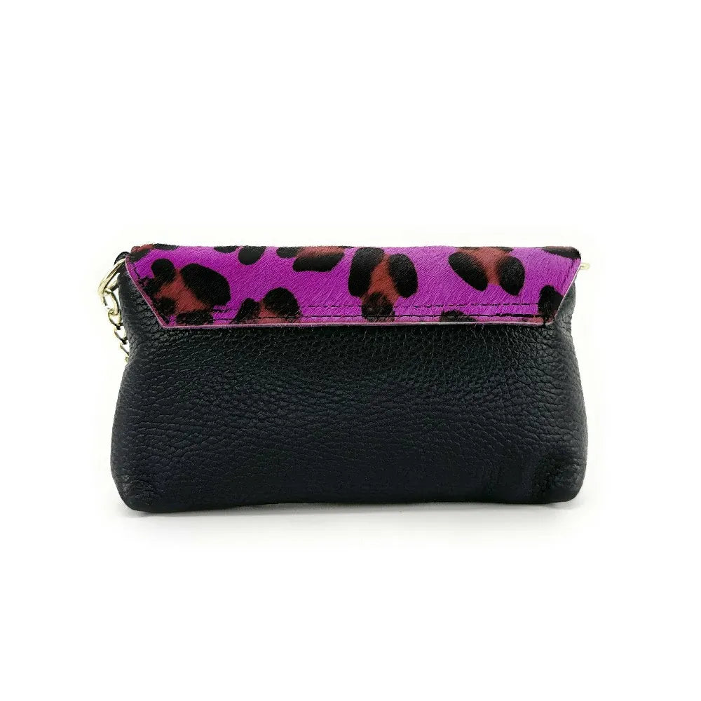 Mini-sac à main en cuir et poils de vachette MASAÏ Violine