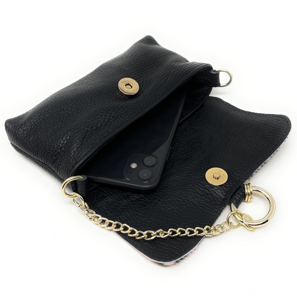 Mini-sac à main en cuir et poils de vachette MASAÏ Léopard