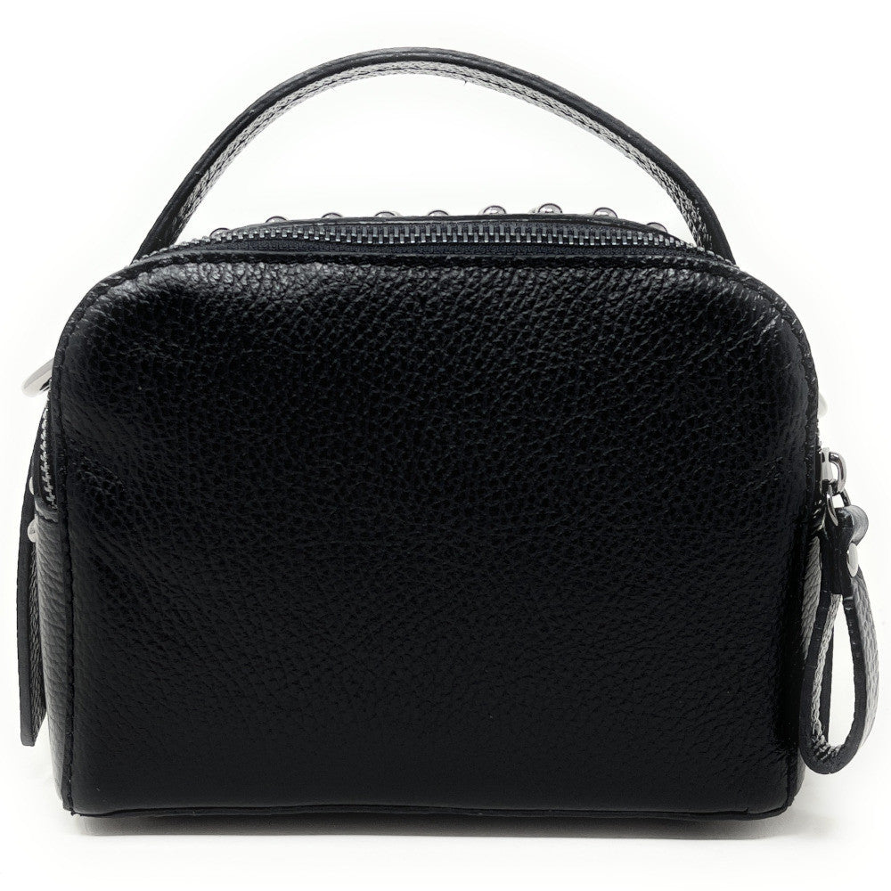 Mini sac à main en cuir grainé clouté AMY Noir