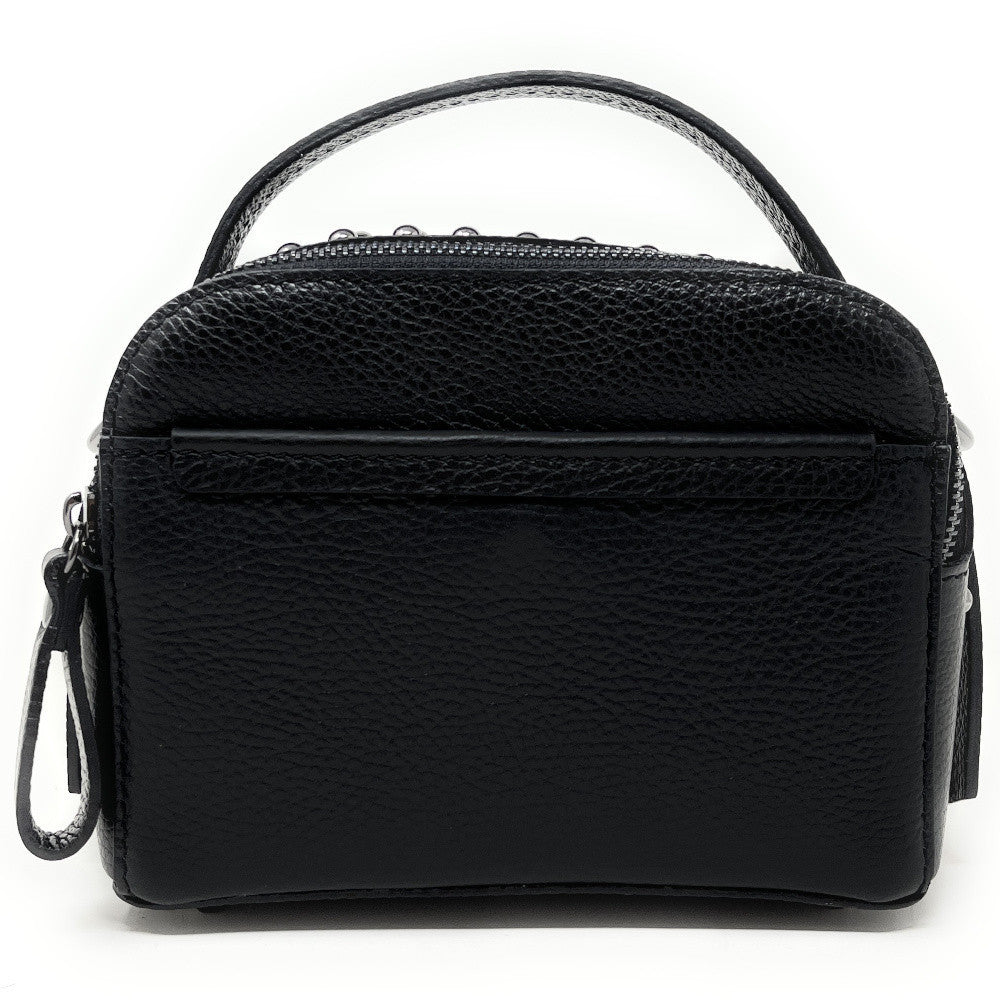 Mini sac à main en cuir grainé clouté AMY Noir