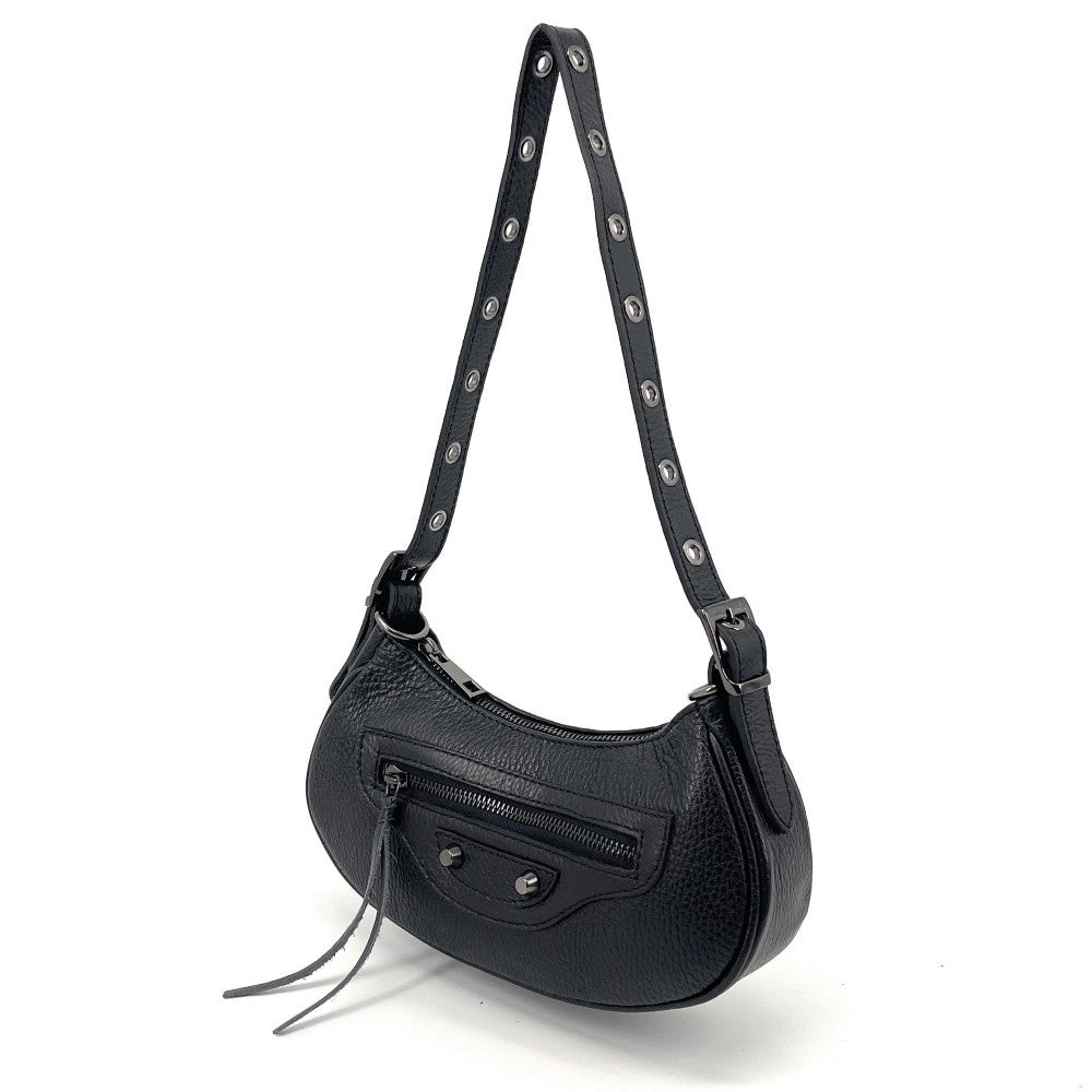 Sac à main demi-lune en cuir grainé ou irisé LUNA PARK Noir