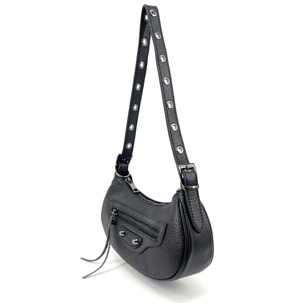 Sac à main demi-lune en cuir grainé ou irisé LUNA PARK Noir