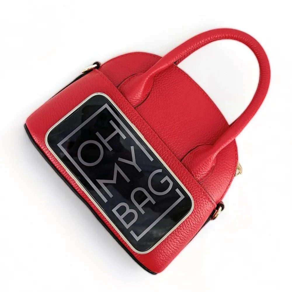 Mini-sac à main en cuir grainé MANOLITA Rouge garance
