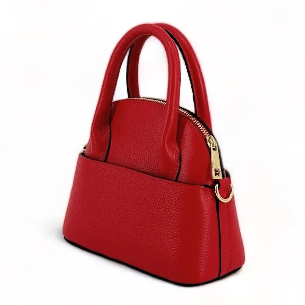 Mini-sac à main en cuir grainé MANOLITA Rouge garance