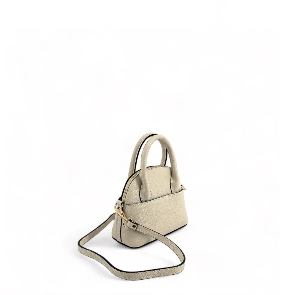 Mini-sac à main en cuir grainé MANOLITA Taupe clair