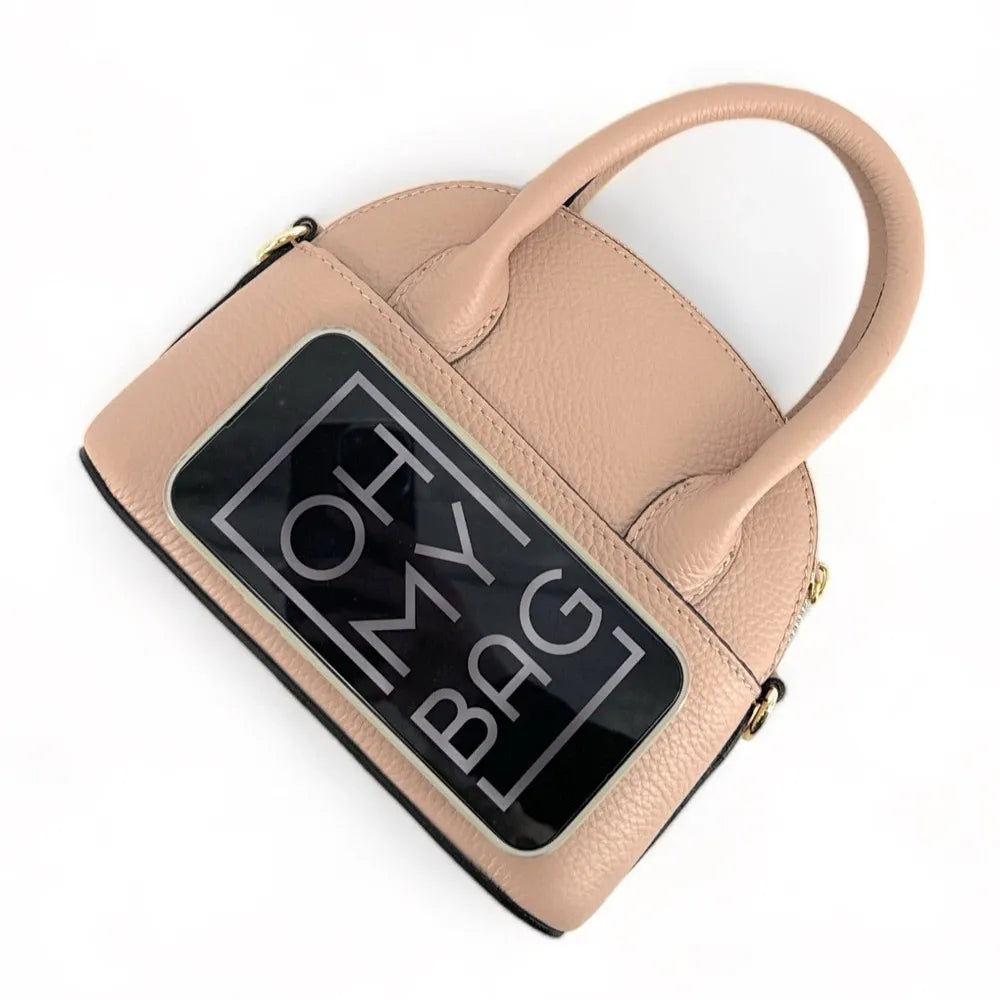 Mini-sac à main en cuir grainé MANOLITA Rose nude
