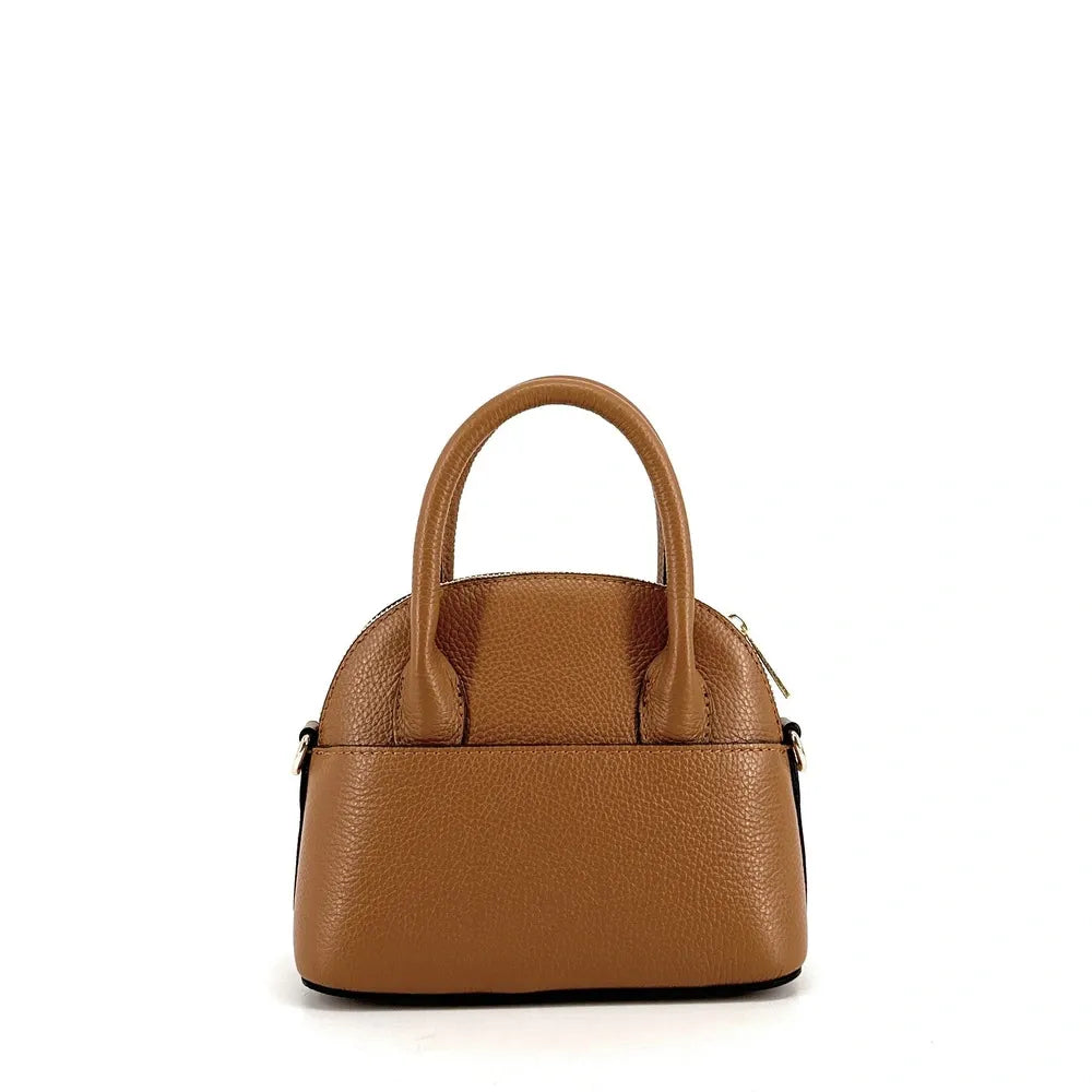 Mini-sac à main en cuir grainé MANOLITA Camel foncé