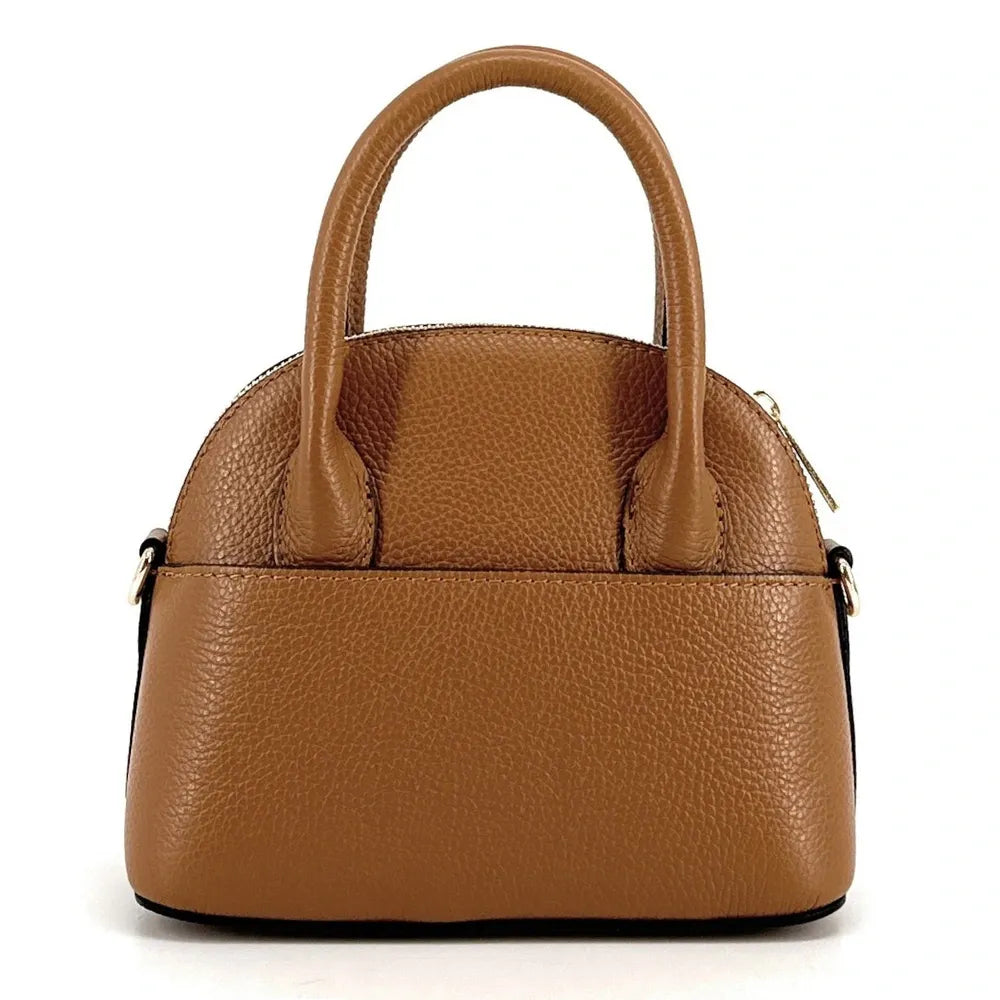 Mini-sac à main en cuir grainé MANOLITA Camel foncé