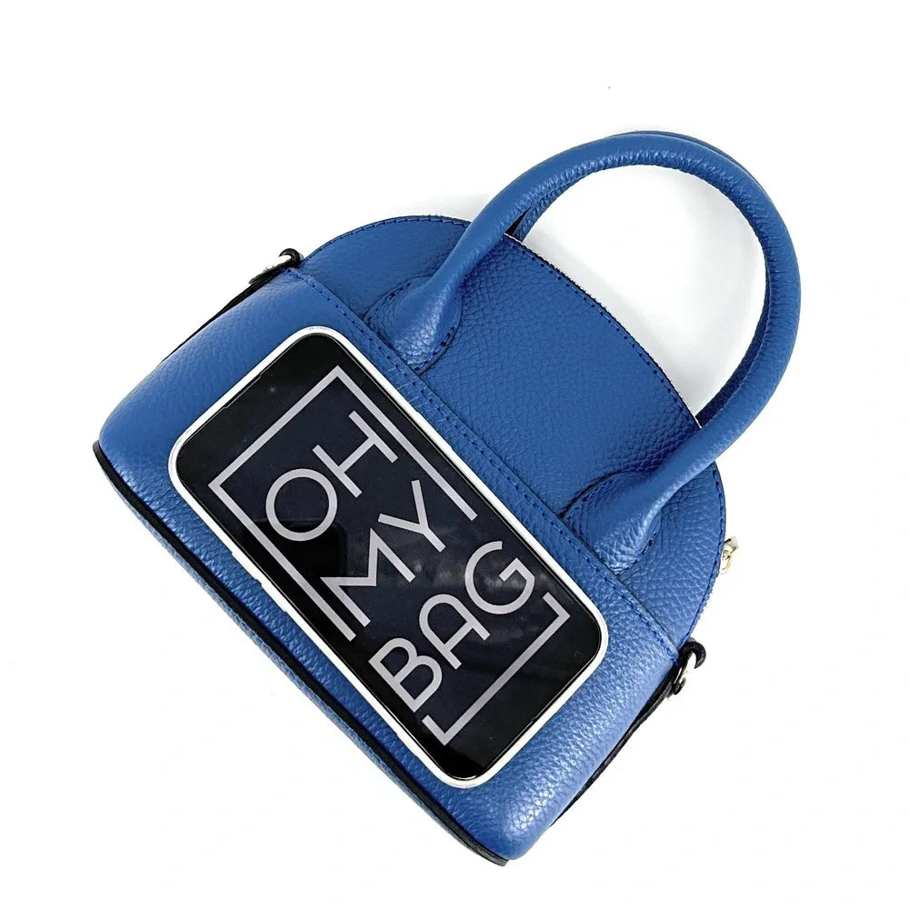 Mini-sac à main en cuir grainé MANOLITA Bleu roi