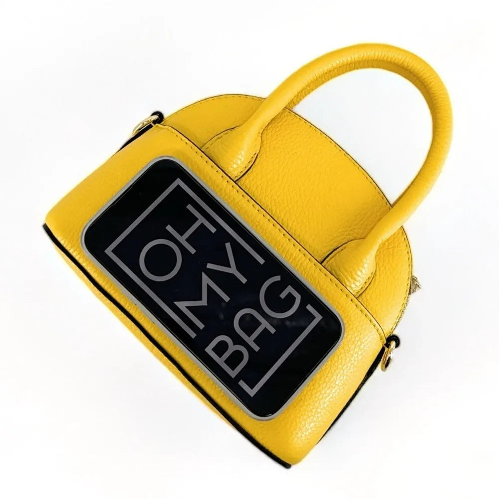 Mini-sac à main en cuir grainé MANOLITA Jaune Moutarde