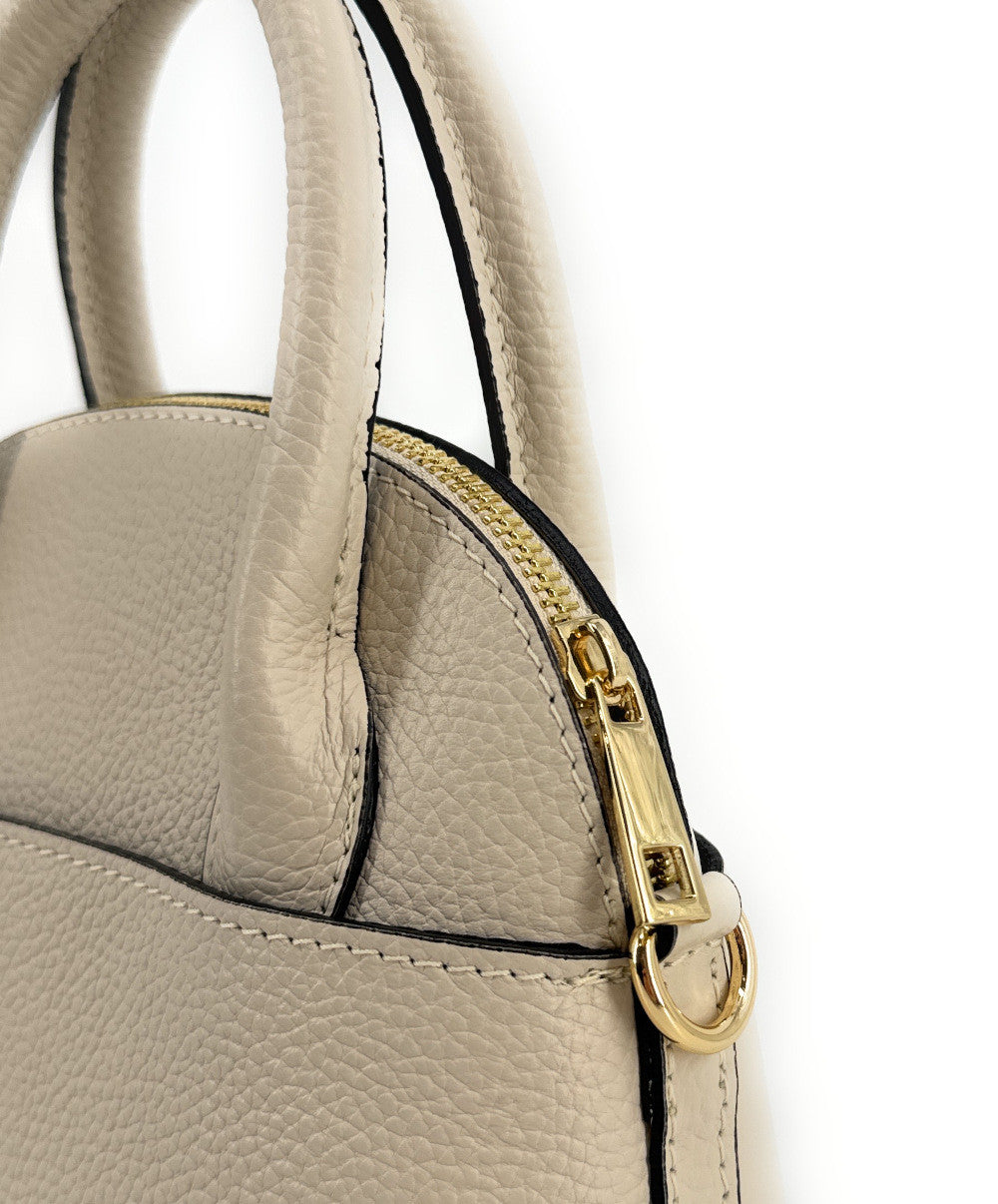 Mini-sac à main en cuir grainé MANOLITA Taupe clair