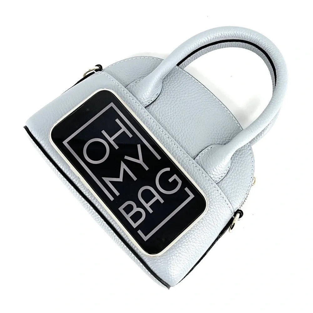 Mini-sac à main en cuir grainé MANOLITA Gris clair