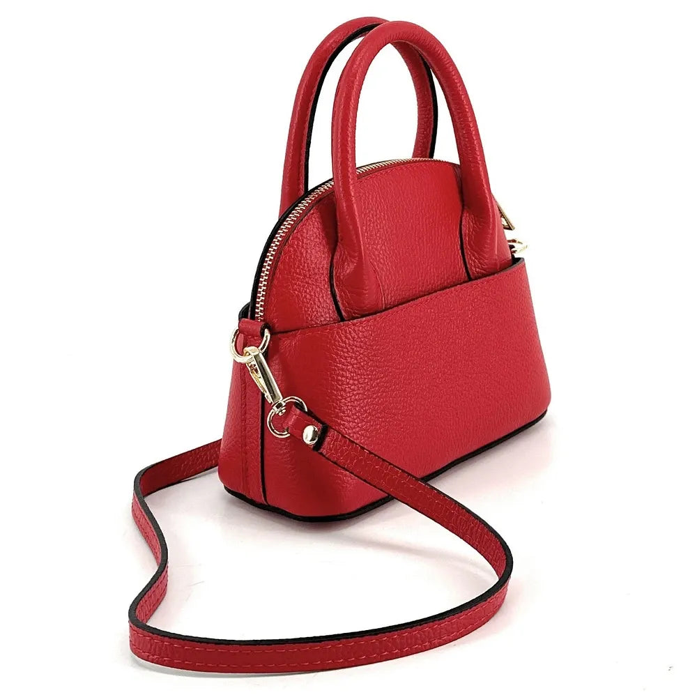 Mini-sac à main en cuir grainé MANOLITA Rouge garance